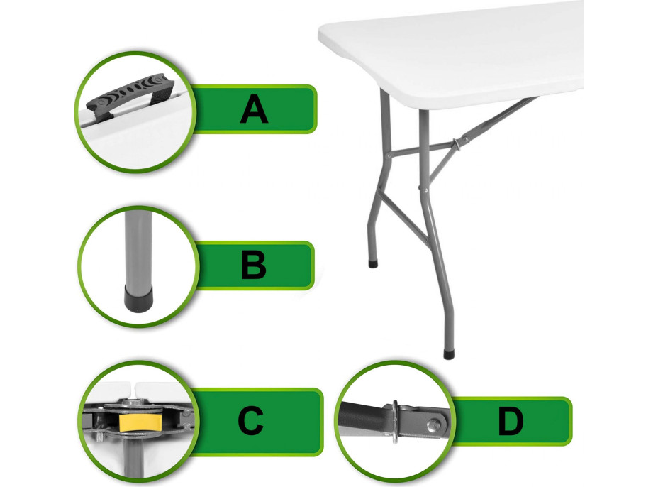 Cateringový stůl BUFET WHITE 200x90 cm - bílý