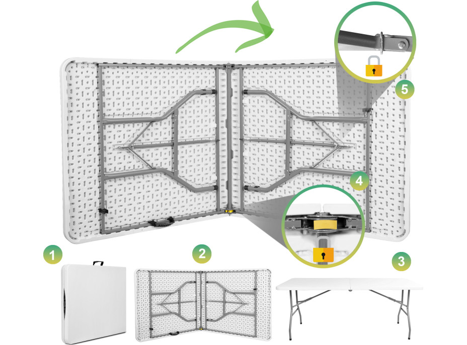 Cateringový stůl BUFET WHITE 200x90 cm - bílý