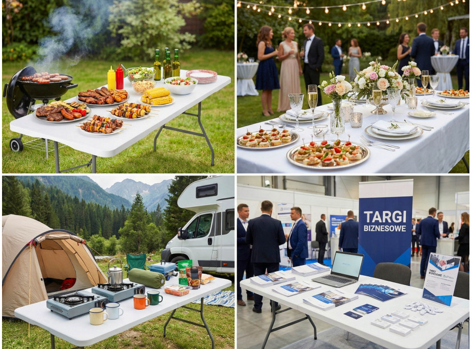 Cateringový stůl BUFET WHITE 200x90 cm - bílý