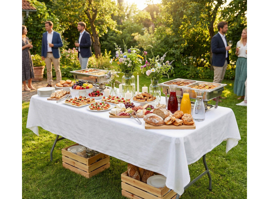 Cateringový stůl BUFET WHITE 200x90 cm - bílý