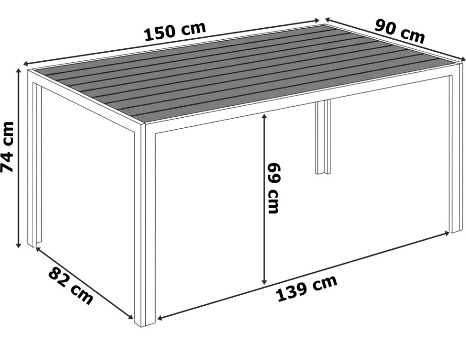 Zahradní hliníkový stůl ZENON