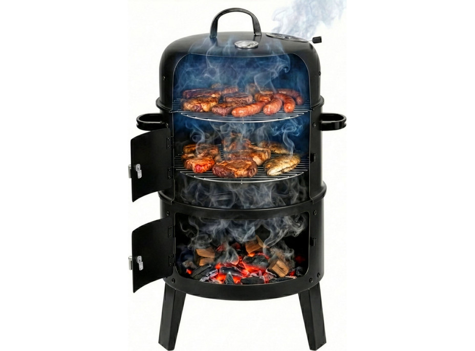 Gril na dřevěné uhlí s udírnou FUMARO