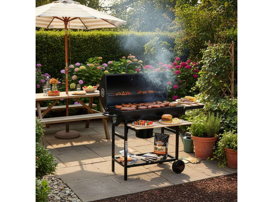 Zahradní gril na dřevěné uhlí BAREL WOOD se 2 rošty