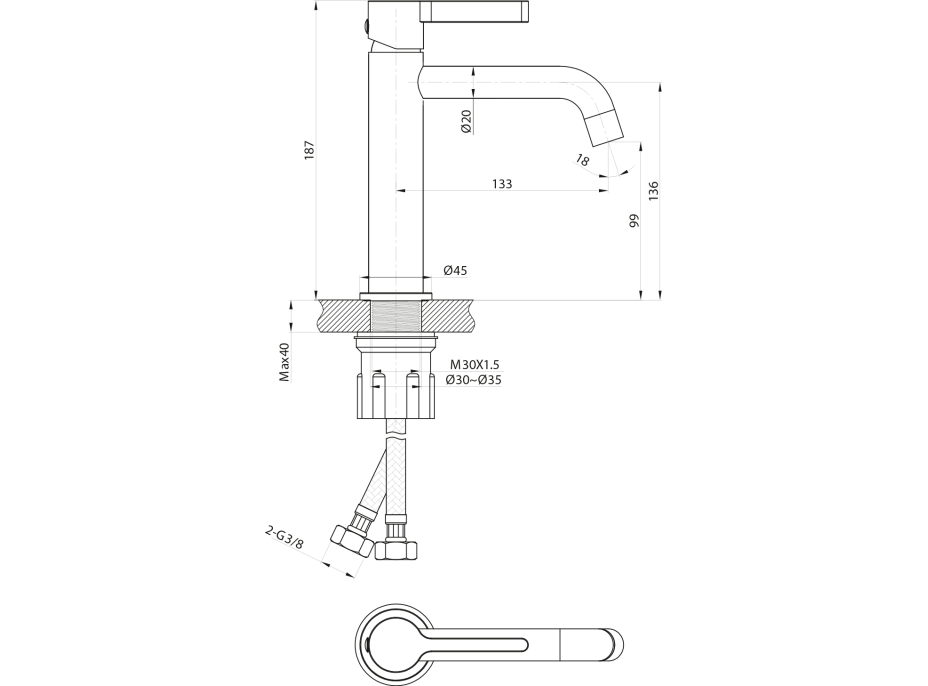 Sapho ICONIC stojánková umyvadlová baterie, měď mat AF002PG