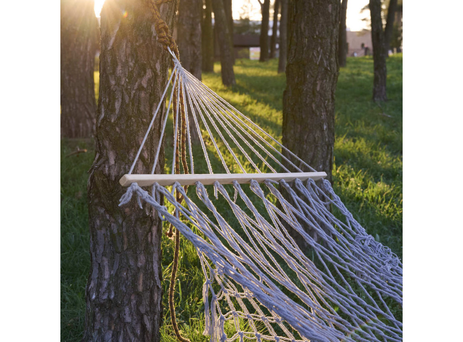 Zahradní houpací síť BOHO se střapci - 200 cm - šedá