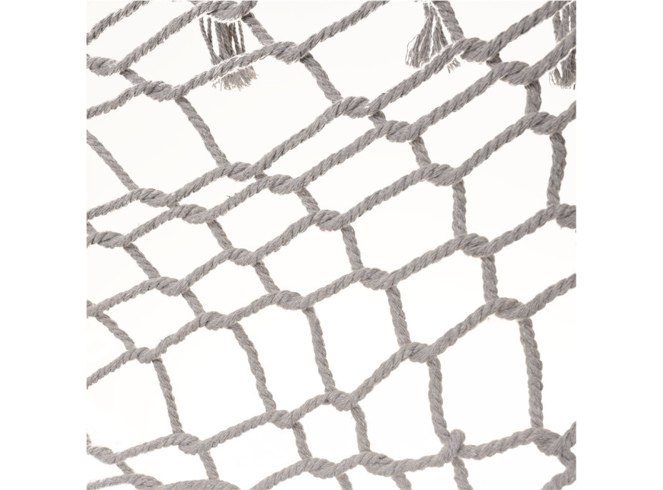 Zahradní houpací síť BOHO se střapci - 200 cm - šedá