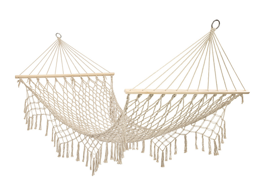 Zahradní houpací síť BOHO se střapci - 200 cm - ecru