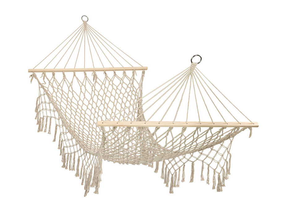 Zahradní houpací síť BOHO se střapci - 200 cm - ecru