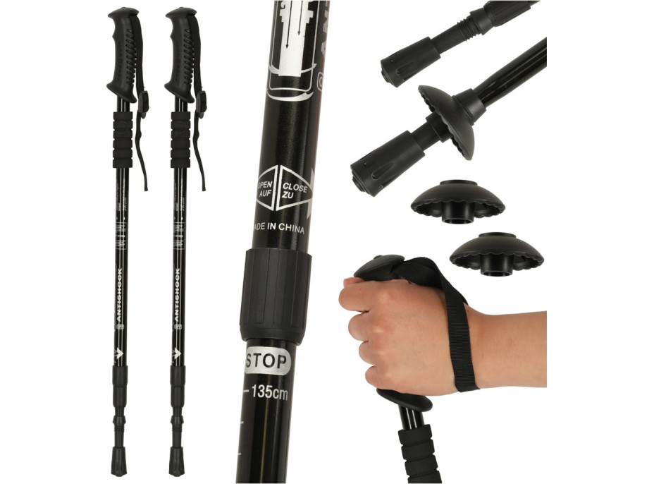 Nordic walking hole skládací 2 kusy - černé