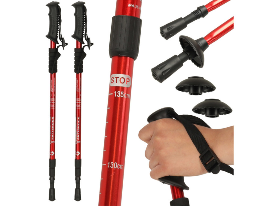 Nordic walking hole skládací 2 kusy - červené