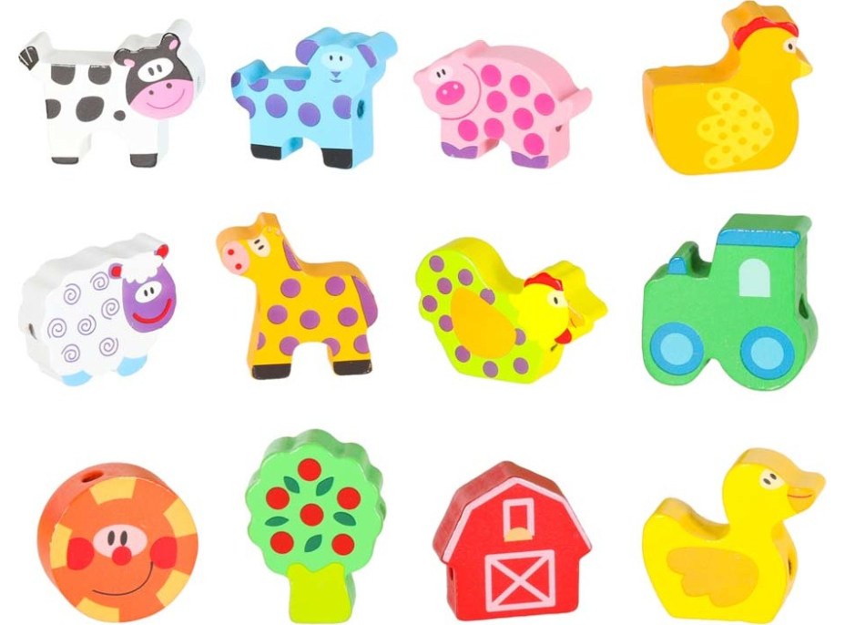 Dřevěné korálky pro navlékání - Zvířátka