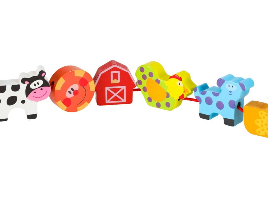 Dřevěné korálky pro navlékání - Zvířátka