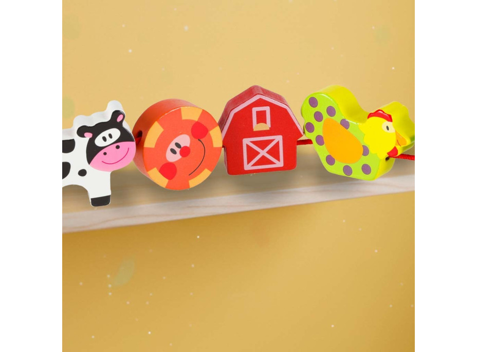 Dřevěné korálky pro navlékání - Zvířátka