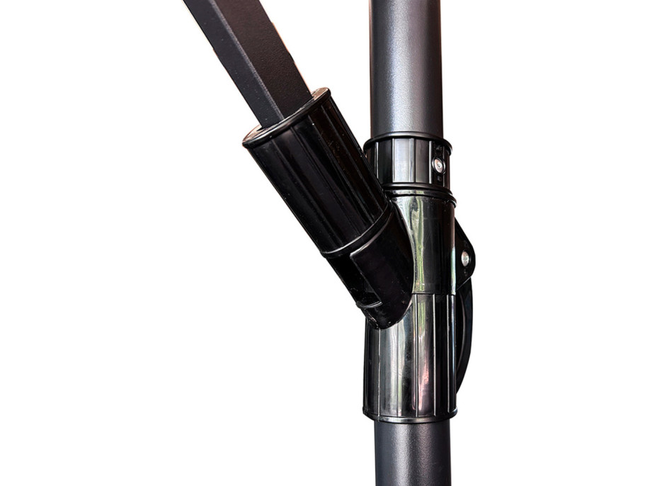 Skládací zahradní slunečník LUARO s prodlužovacím ramenem - 290 cm - černý