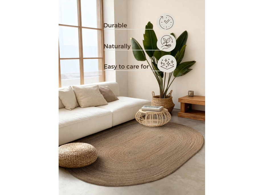 Kusový koberec Jute Braided 106006 Grey Brown ovál