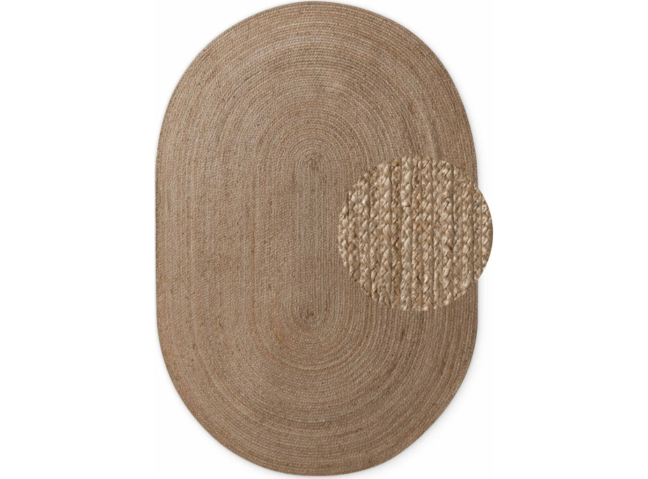 Kusový koberec Jute Braided 106006 Grey Brown ovál
