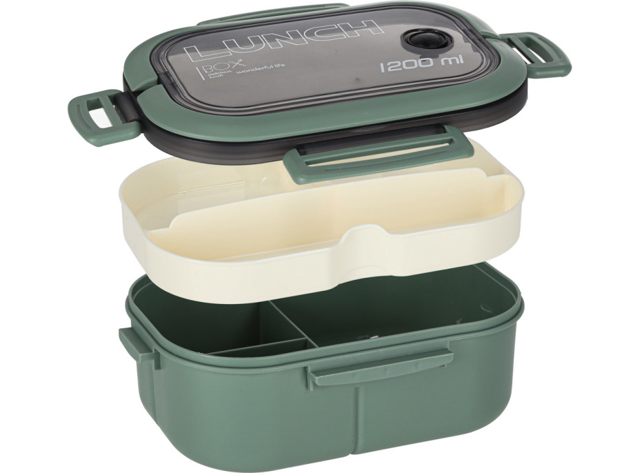 Obědový box s přihrádkami 1200 ml - zelený