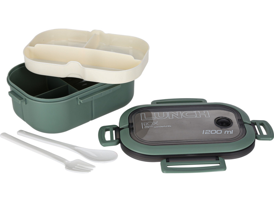 Obědový box s přihrádkami 1200 ml - zelený