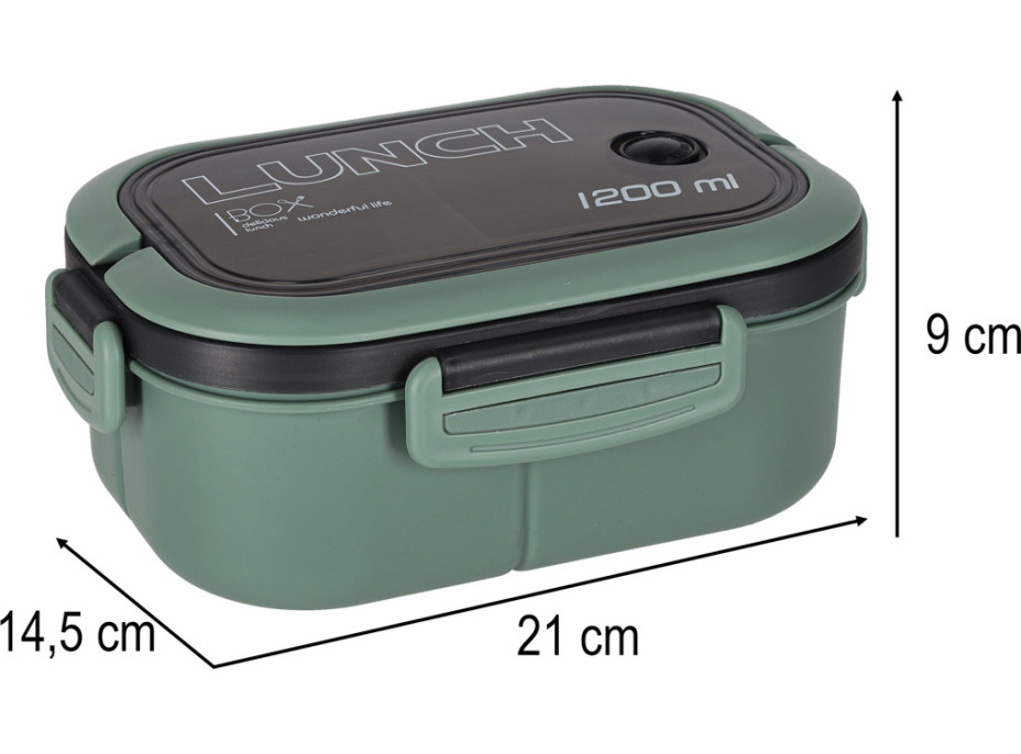 Obědový box s přihrádkami 1200 ml - zelený