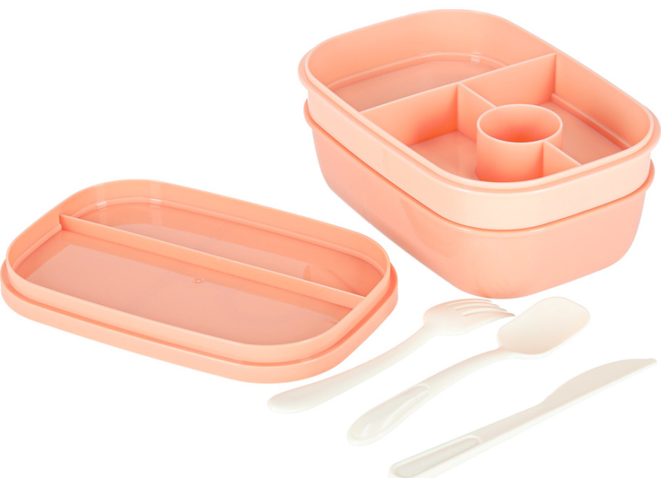 Svačinový box s přihrádkami 1900 ml - oranžový