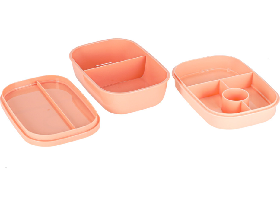 Svačinový box s přihrádkami 1900 ml - oranžový