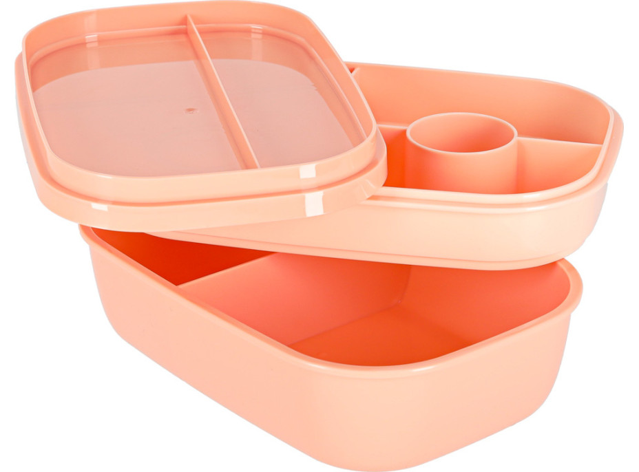 Svačinový box s přihrádkami 1900 ml - oranžový