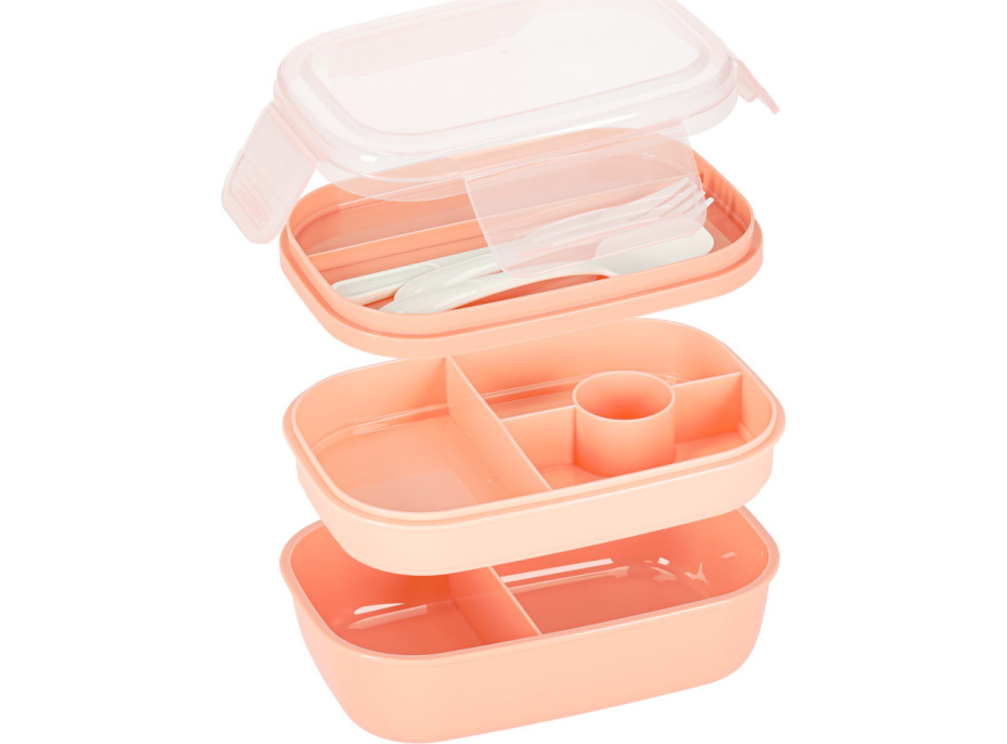 Svačinový box s přihrádkami 1900 ml - oranžový