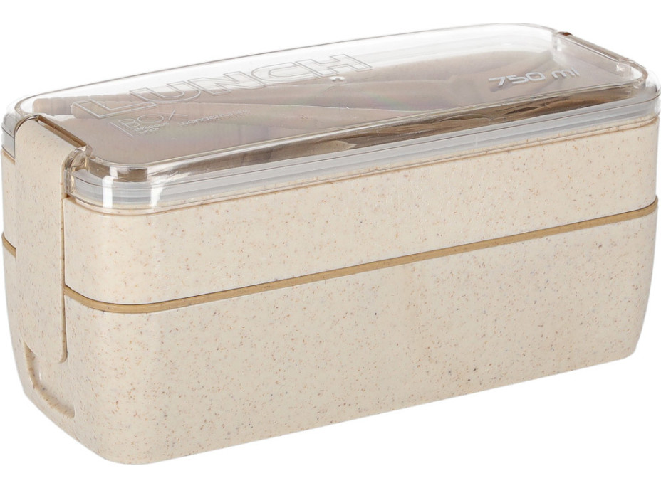 Svačinový box s přihrádkami 750 ml - béžový