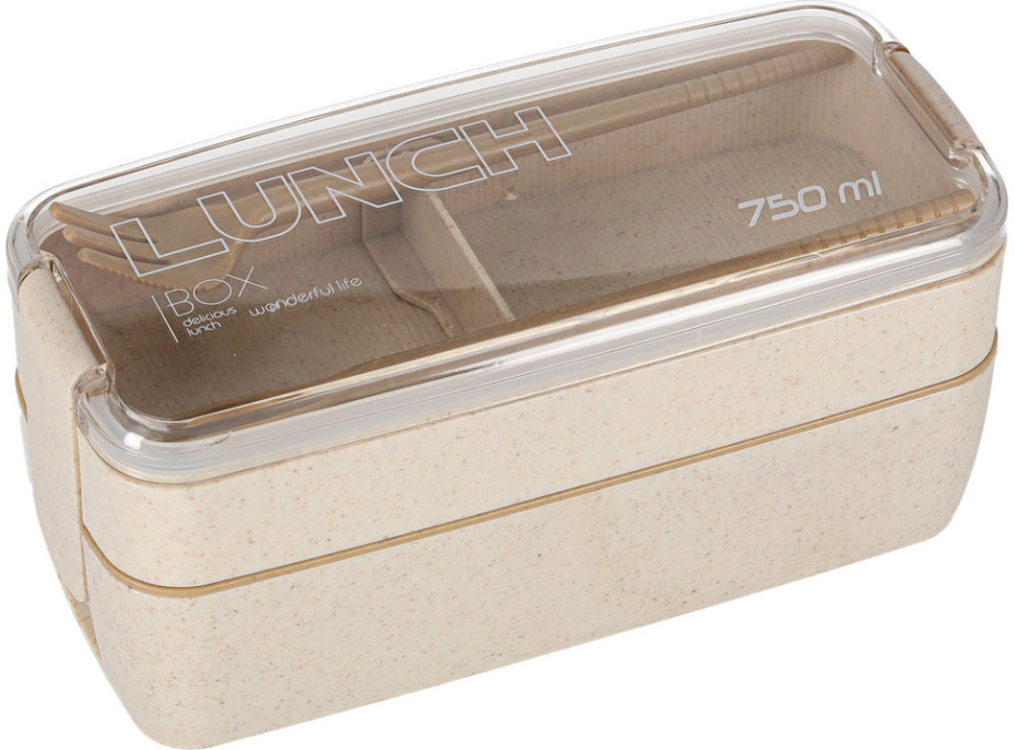 Svačinový box s přihrádkami 750 ml - béžový