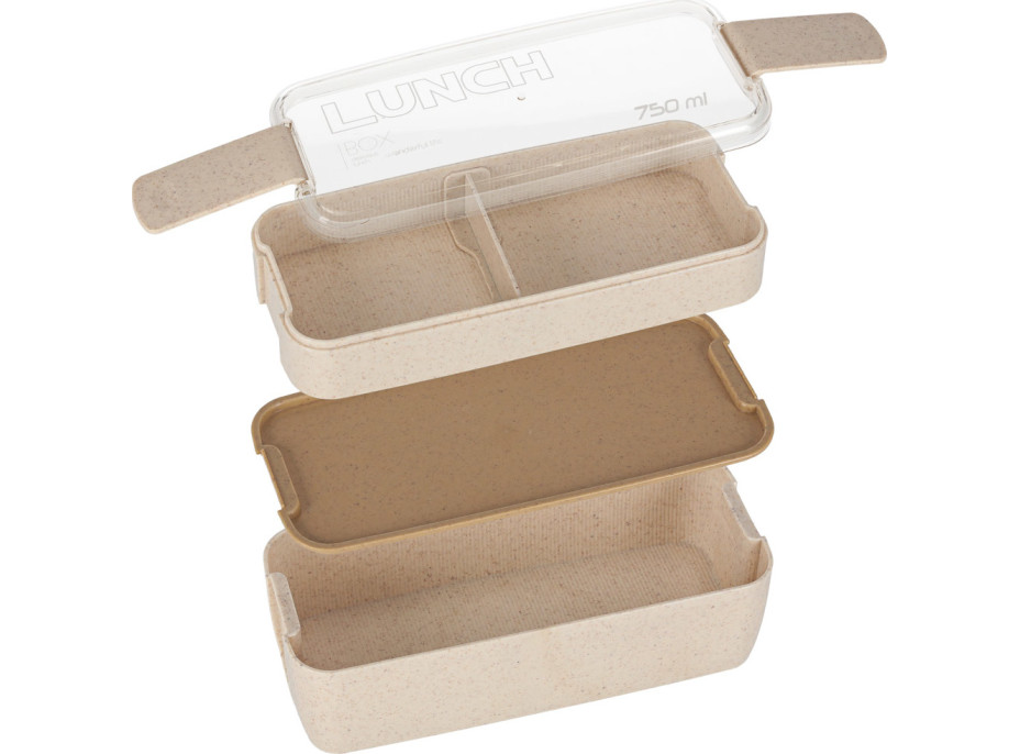 Svačinový box s přihrádkami 750 ml - béžový