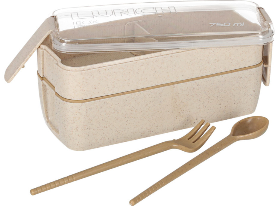 Svačinový box s přihrádkami 750 ml - béžový