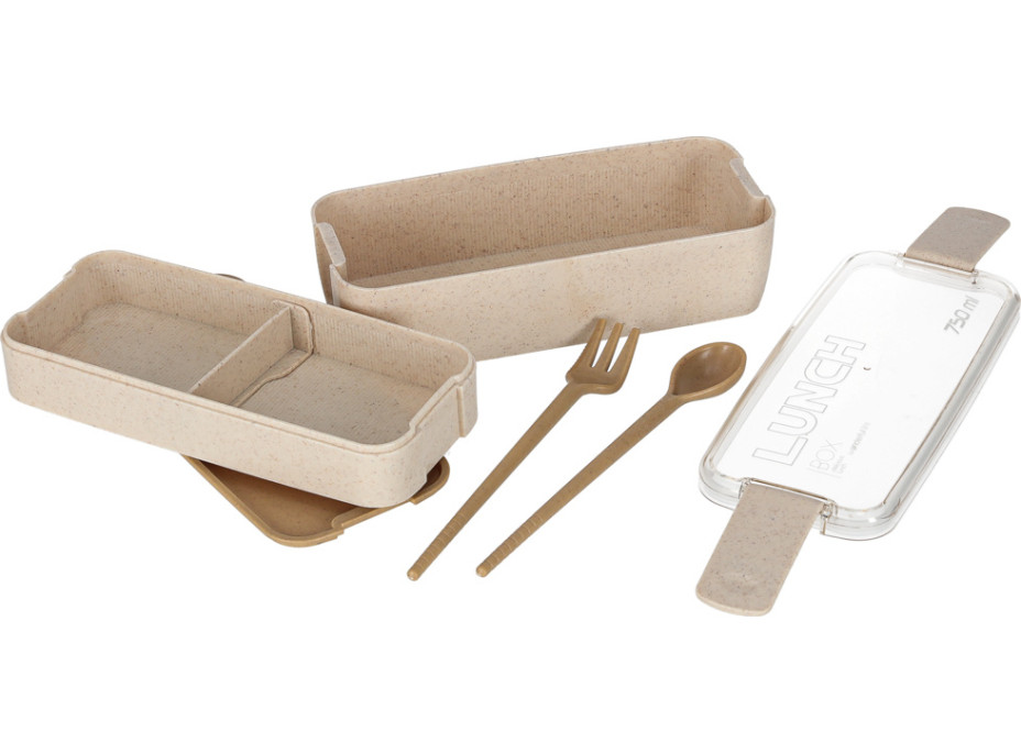 Svačinový box s přihrádkami 750 ml - béžový