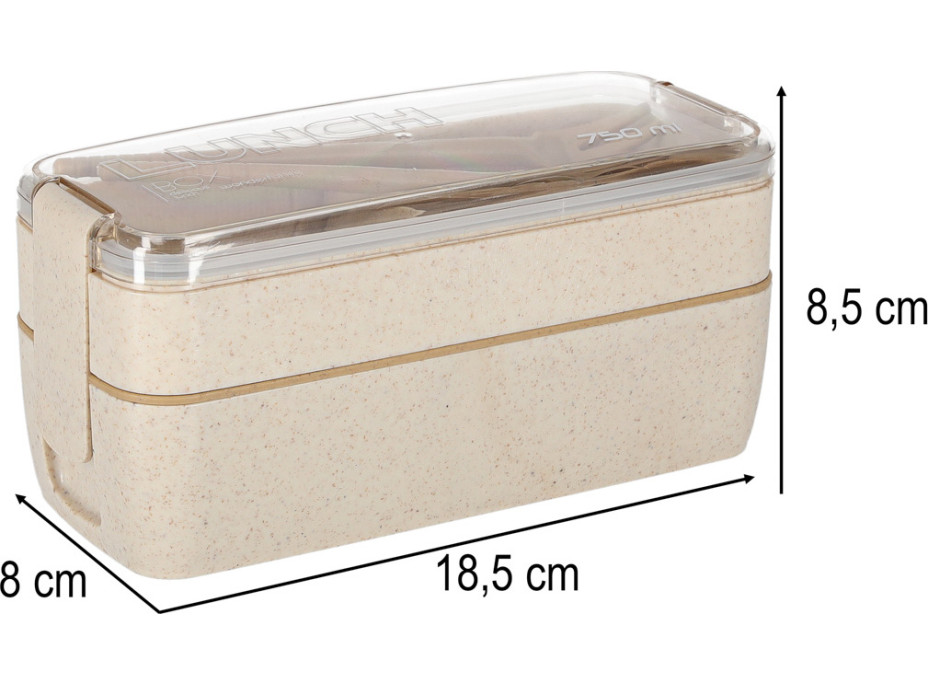 Svačinový box s přihrádkami 750 ml - béžový