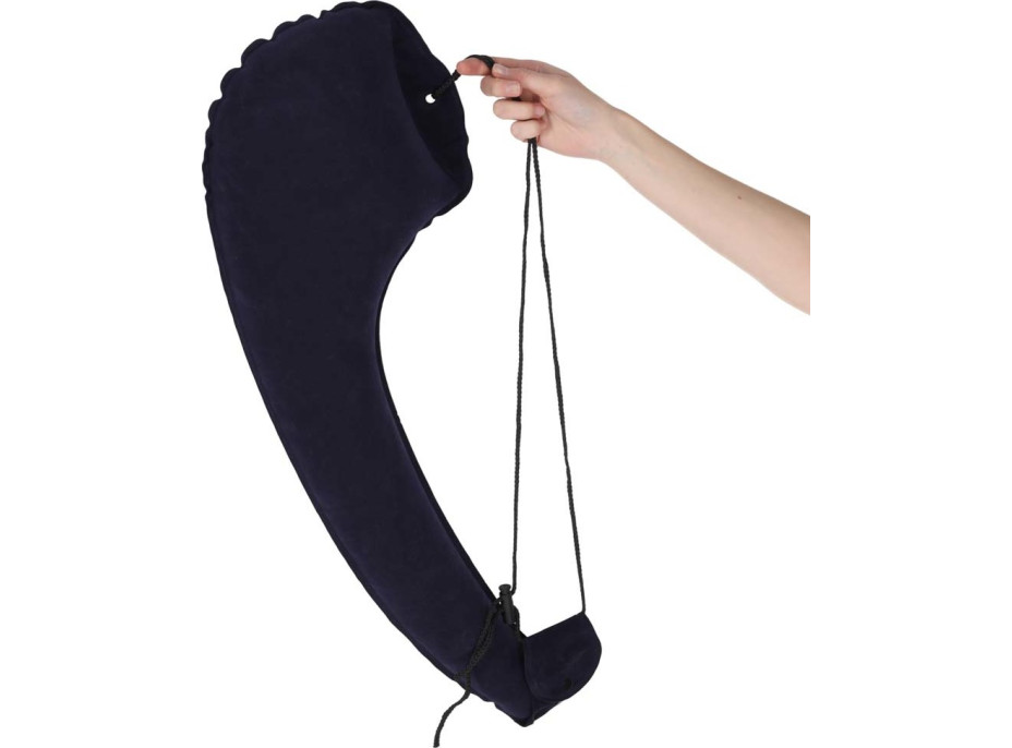 Nafukovací boční cestovní polštář na rameno - tmavě modrý