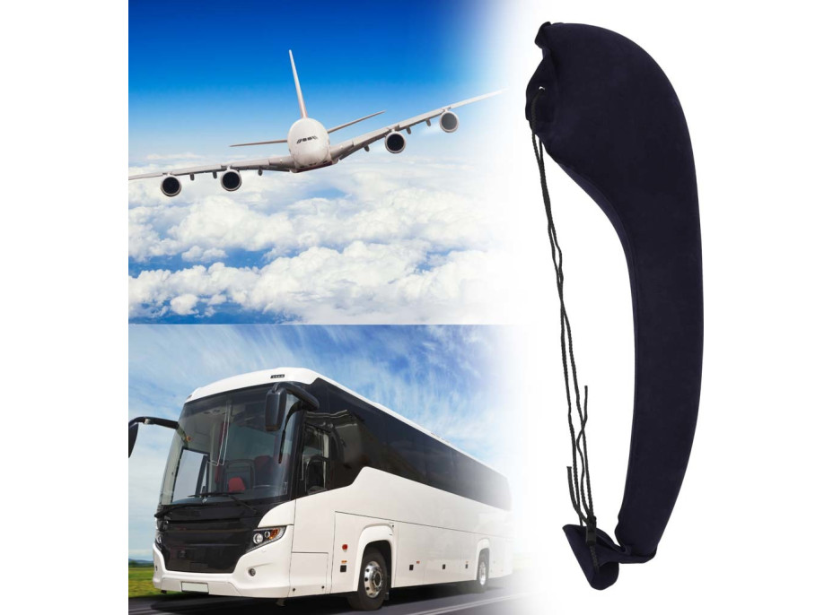 Nafukovací boční cestovní polštář na rameno - tmavě modrý