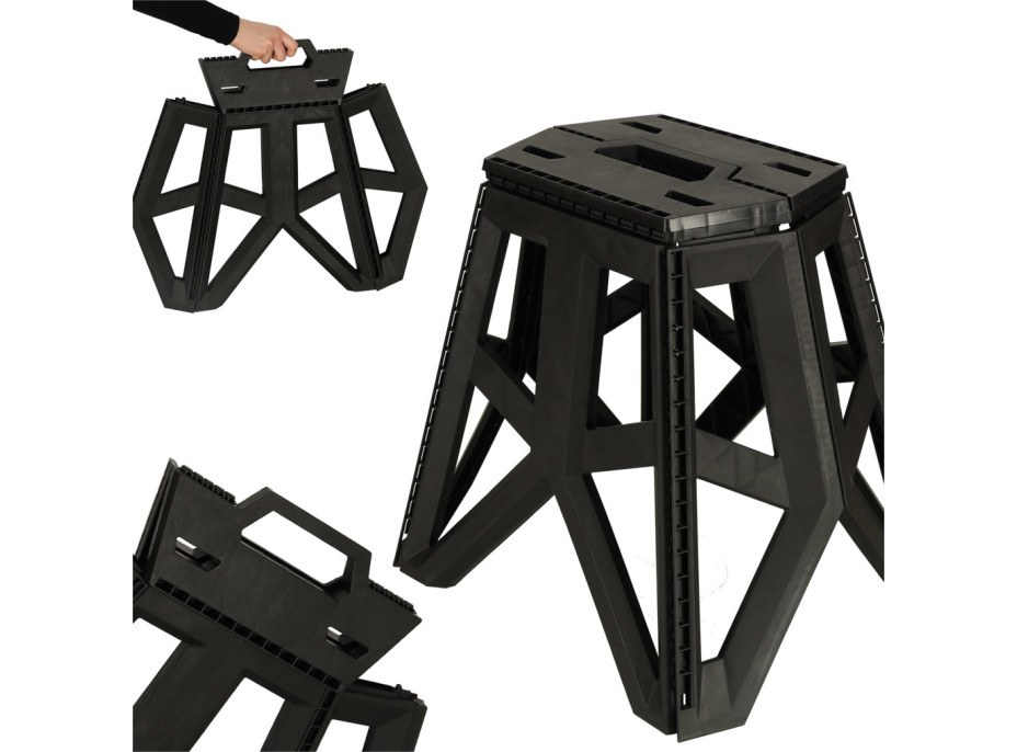 Skládací turistická stolička 39,5 cm - černá