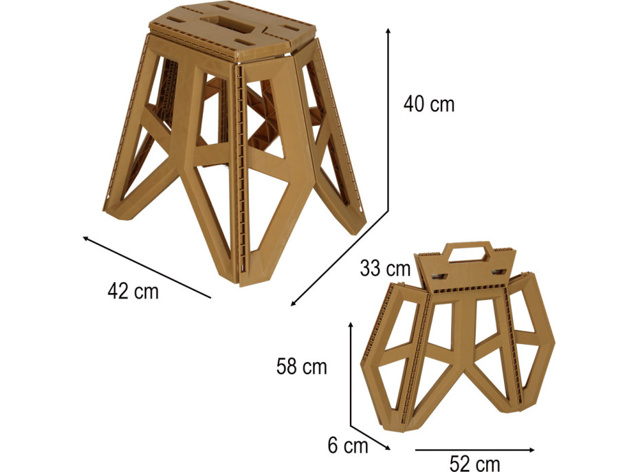 Skládací turistická stolička 39,5 cm - béžová