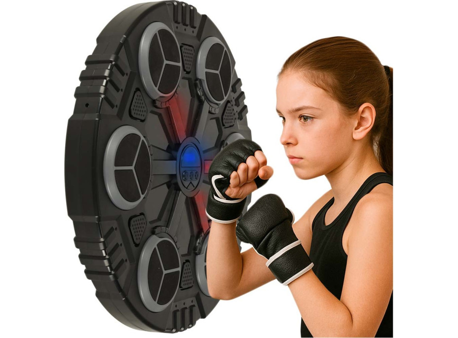 Boxerský nástěnný trenažér KX3009 s Bluetooth, LED a USB + rukavice