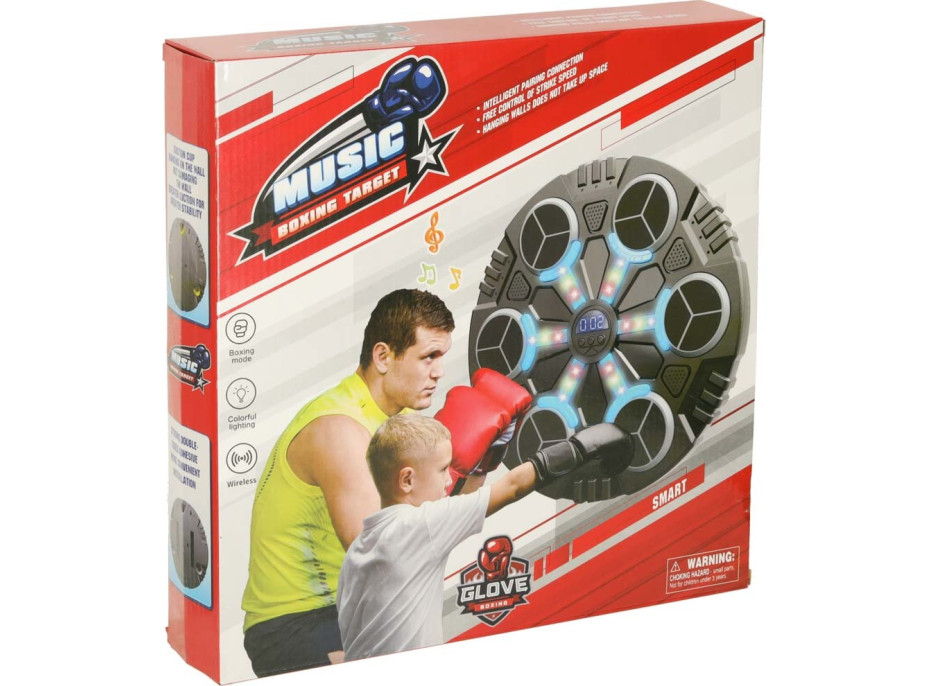 Boxerský nástěnný trenažér KX3009 s Bluetooth, LED a USB + rukavice