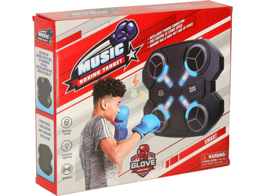 Boxerský nástěnný trenažér KX3008 s Bluetooth, LED a USB + rukavice