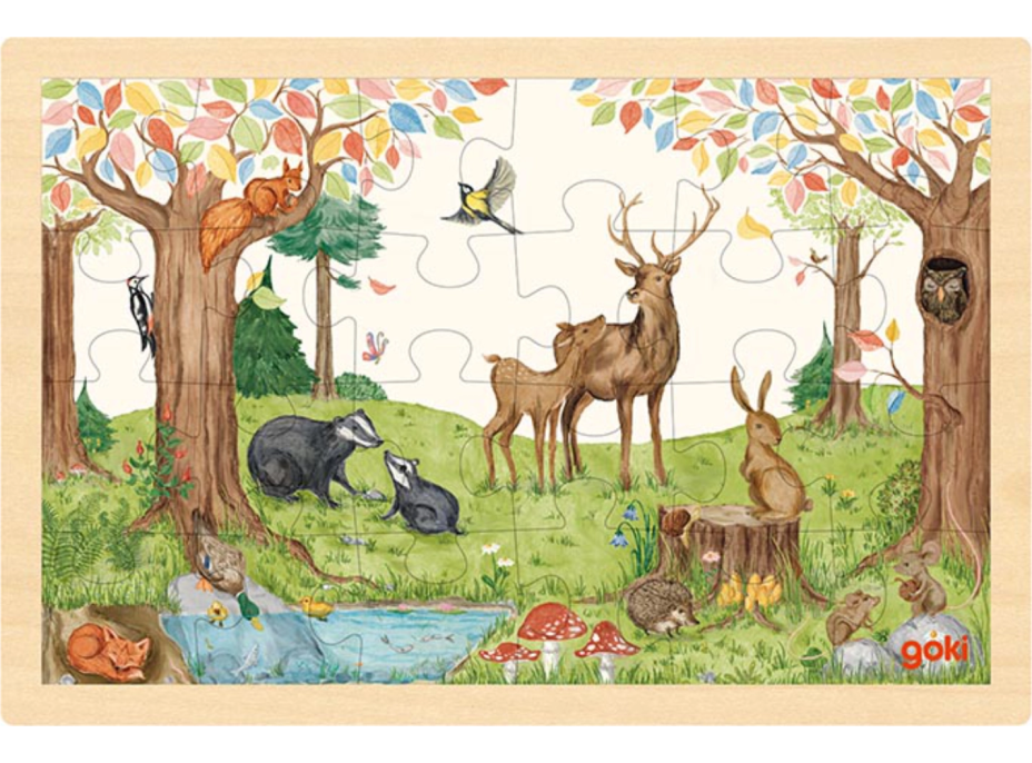 GOKI Dřevěné puzzle Lesní zvířátka 24 dílků