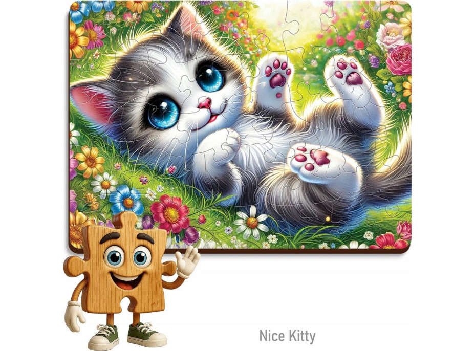 WOODEN CITY Dřevěné puzzle Roztomilé koťátko 40 dílků