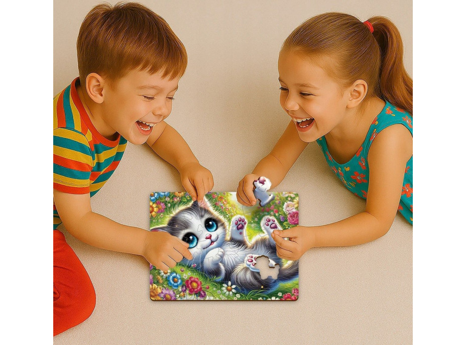 WOODEN CITY Dřevěné puzzle Roztomilé koťátko 40 dílků