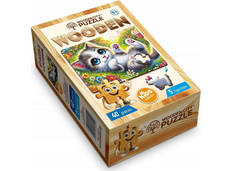 WOODEN CITY Dřevěné puzzle Roztomilé koťátko 40 dílků