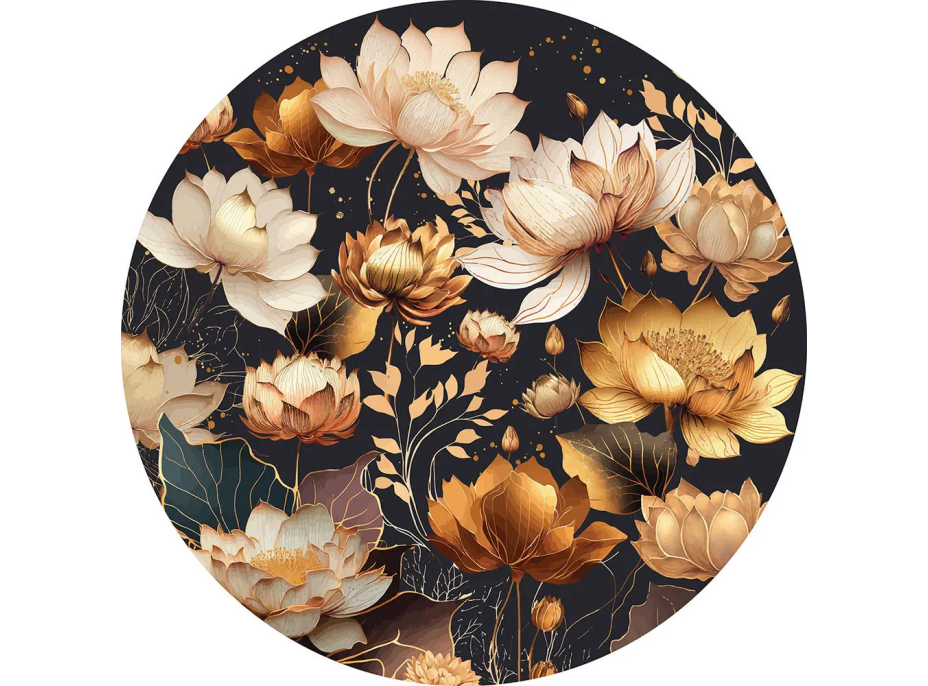 INTERDRUK Kulaté puzzle Flowers: Zlaté květy 500 dílků