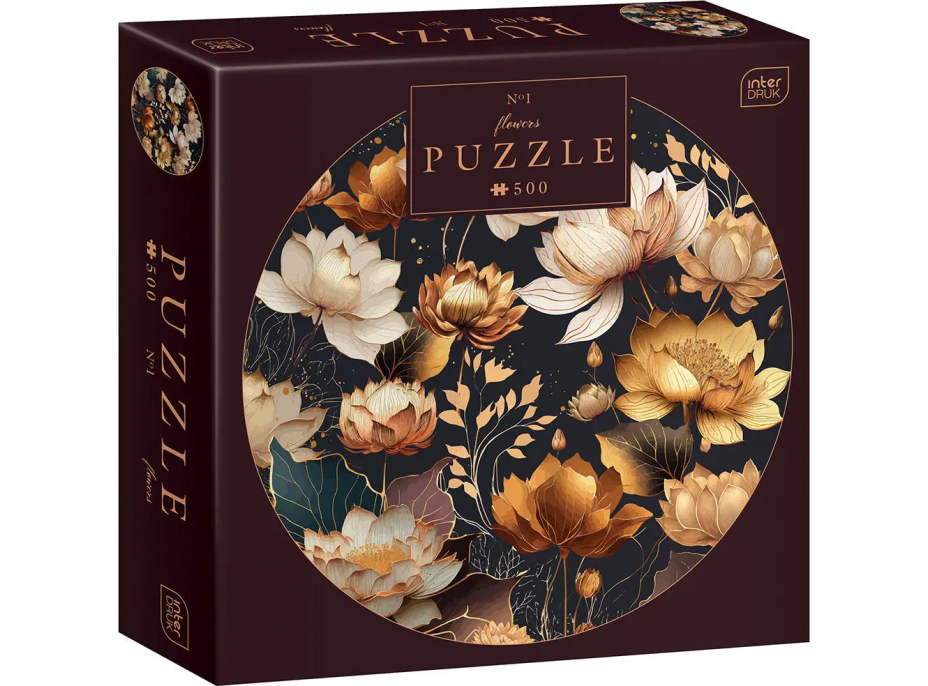 INTERDRUK Kulaté puzzle Flowers: Zlaté květy 500 dílků