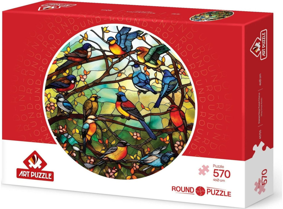 ART PUZZLE Kulaté puzzle Vitráž Lesní sbor 570 dílků