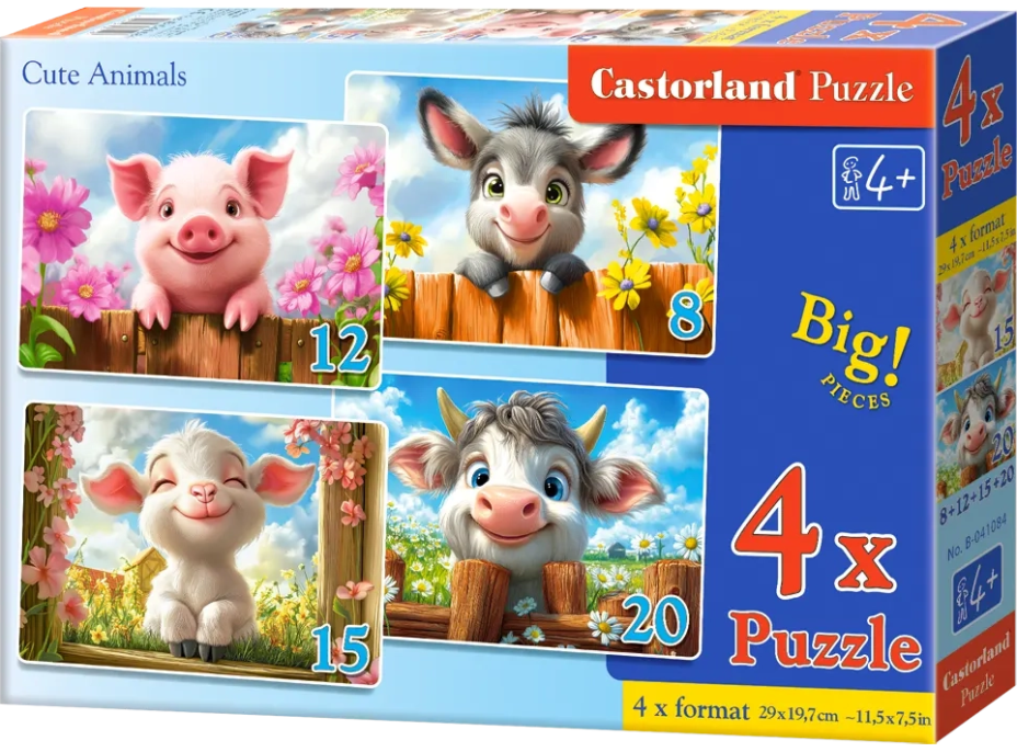 CASTORLAND Puzzle Roztomilá zvířátka 4v1 (8,12,15,20 dílků)