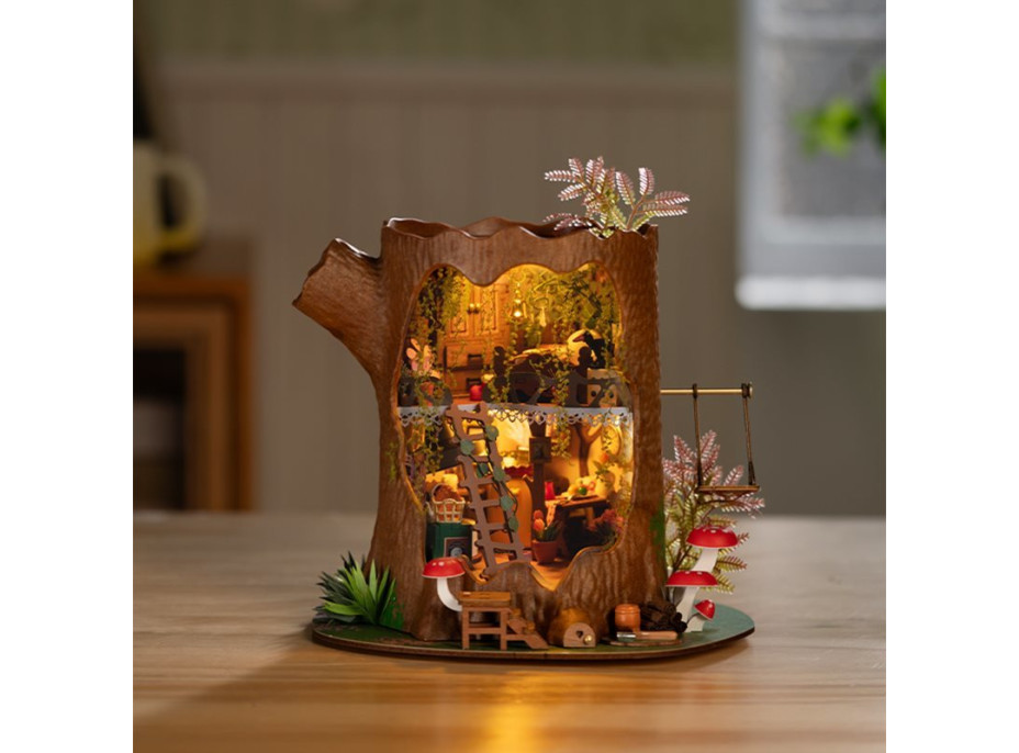 ROBOTIME Rolife DIY 3D dřevěné puzzle Pohádkový domek na stromě s LED osvětlením