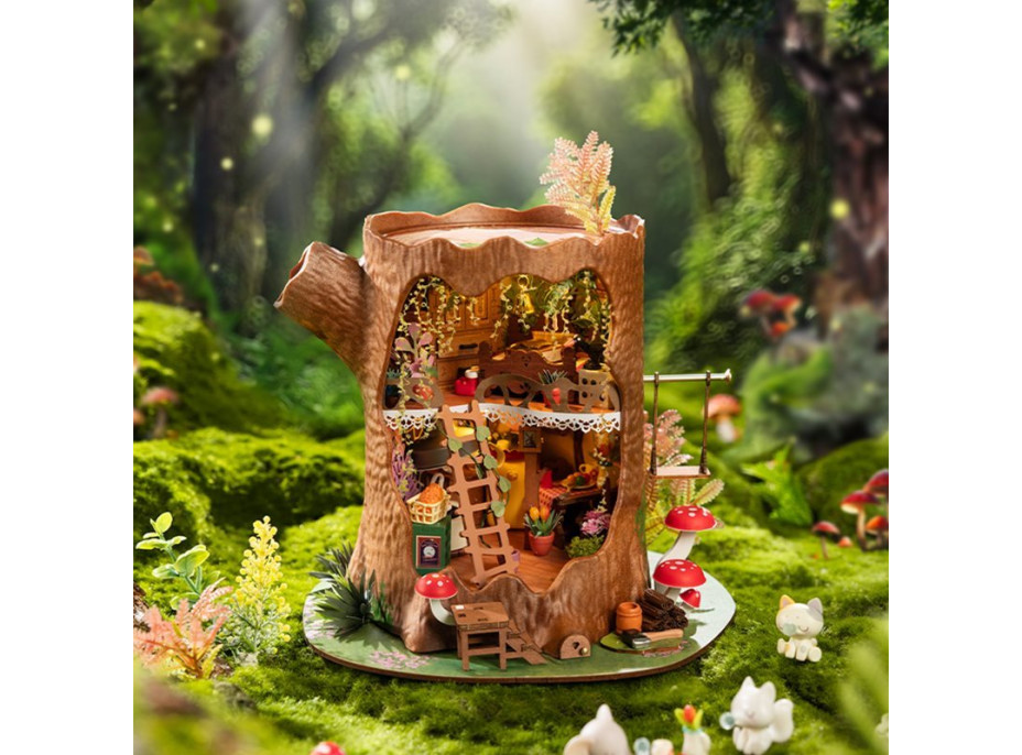 ROBOTIME Rolife DIY 3D dřevěné puzzle Pohádkový domek na stromě s LED osvětlením
